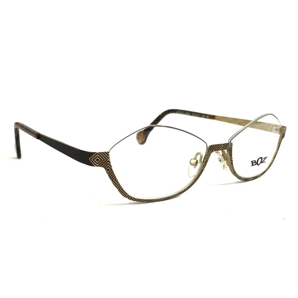 BOZ Eyeglasses Frames WORLD 9050 Brown Gold Cat Eye Half Rim 52-17-140